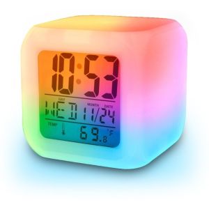 Plastic Digital Alarm Clock with Automatic 7 Colour Changing LED, Date, Time, Temperature Digital Alarm Clock