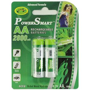 Power Smart Pack of 2 AA 2800mAh Rechargeable Ni-MH Battery