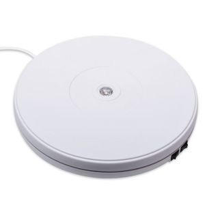 Stela NAL-250 25cm Plastic Electric Motorized Turntable Rotating Display Stand with LED (White)