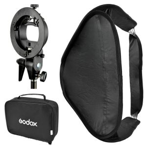 Godox SEUV8080 80 X 80 cm Folding Soft Box + S Type S-EC Flash Speedlite Holder for Elinchrom Berg + Bag Portable Multifunctional (Black)