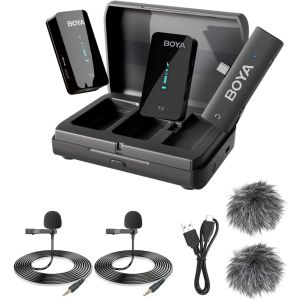 BOYA  by-XM6 K6 Wireless Lavalier Microphone for Android Phone Plug Play Dual Microphones with Charging Case