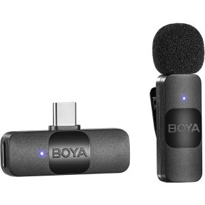 Boya BY-V10 2.4 ghz Omnidirectional Wireless Microphone System with a Transmitter & Receiver for Type-C Devices & Android