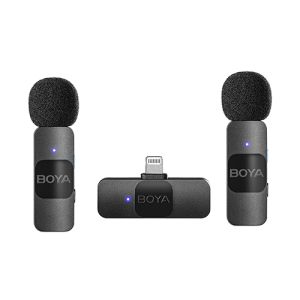 Boya BY-V2 Wireless Microphone for iPhone, 2.4GHz Plug Play Mnini Clip-on Microphone 